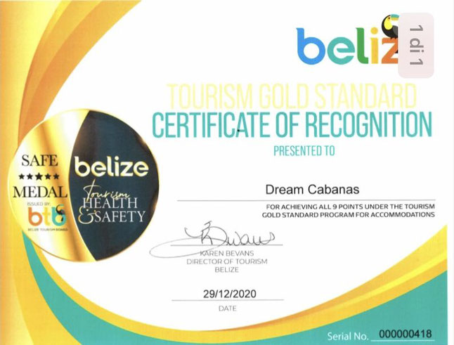 Belize Certificate of Recognition