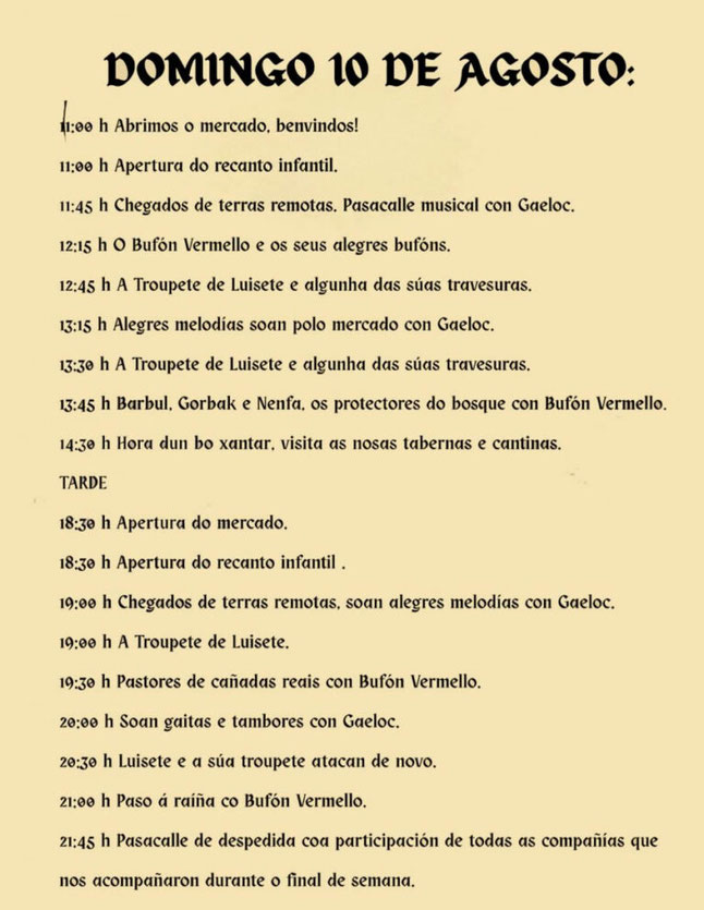 Programa del Mercado Medieval de Melide