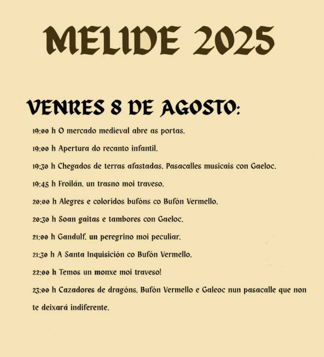 Programa del Mercado Medieval de Melide