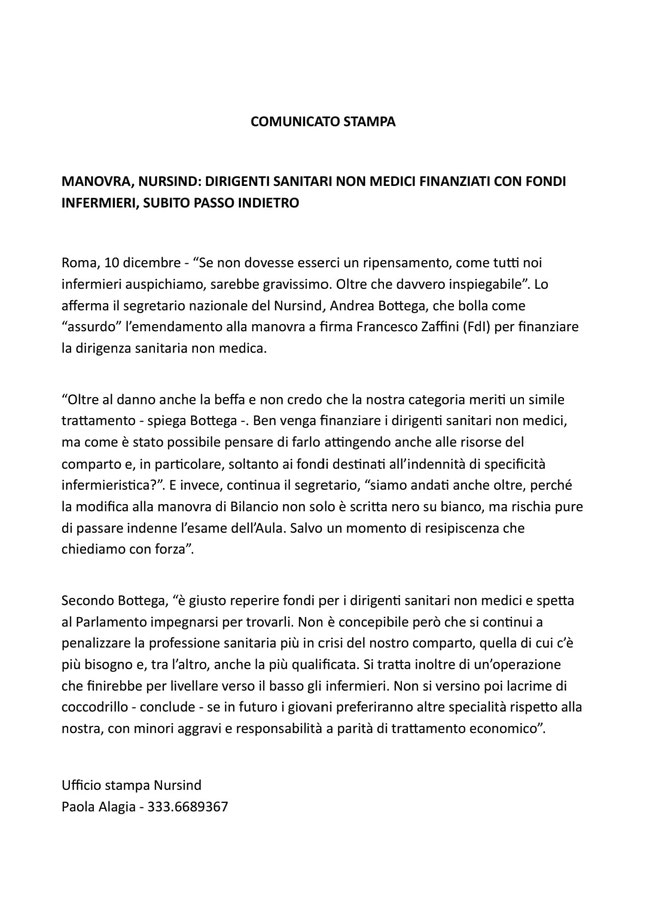 Comunicato stampa