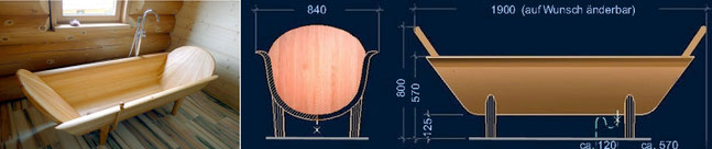 Holzbadewanne Holzbadewannen Holzwanne freistehend Maßanfertigung wooden bathtub 