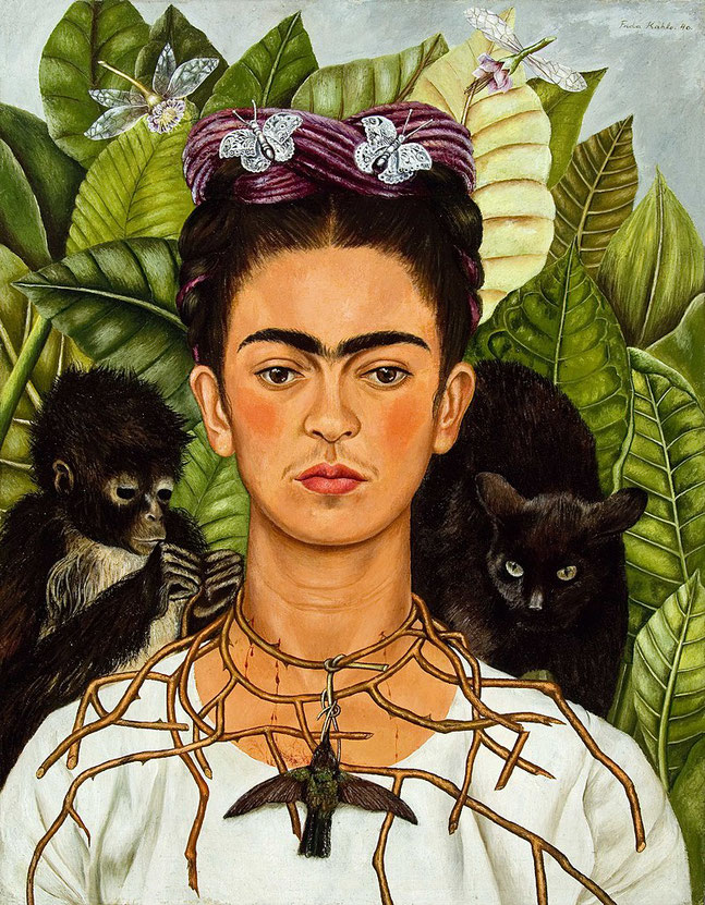 Знаменитые картины Фриды Кало. Автопортрет с терновым ожерельем и колибри