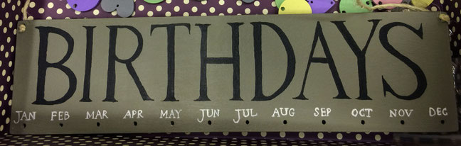 Hand-painted Birthdays sign