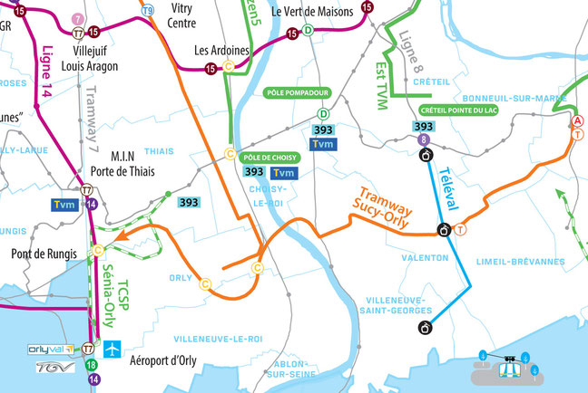 Carte des projets de transports, quartier des temps durables à Limeil-Brévannes