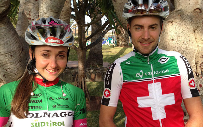 Trainieren in der Sonne: Eva Lechner mit Team-Kollege Fabian Giger aus der Schweiz © Colnago-Team