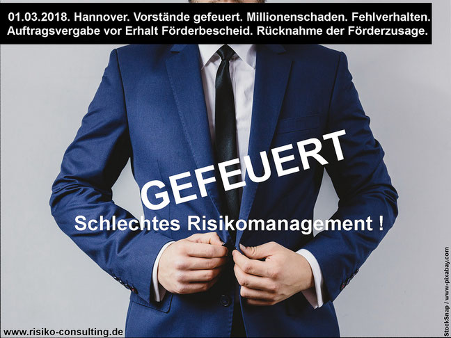 Entlassung Vorstand. Fehlverhalten. Schlechtes Risikomanagement.