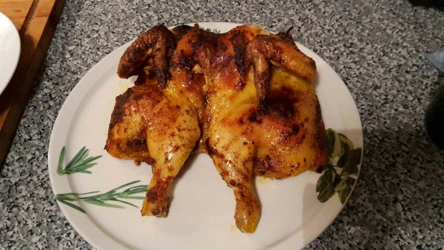 Das fertige Hähnchen.