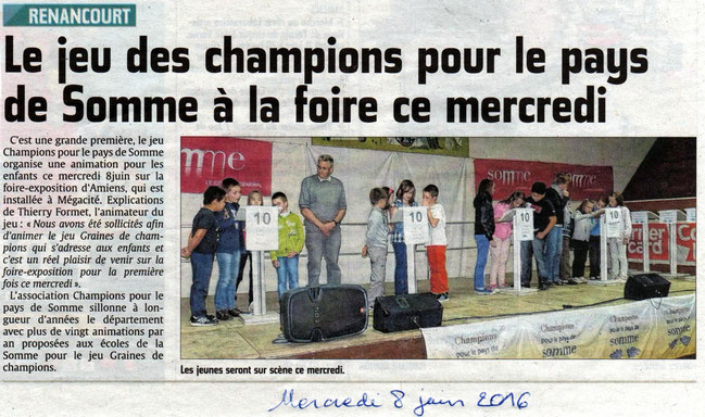 Foire-exposition de Picardie - Article du Courrier Picard - Juin 2016