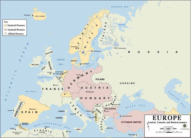 Map of Europe before WWI