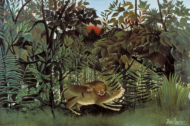 ꧁ Douanier Rousseau, Le lion affamé se jette sur l’antilope, 1905 ꧂