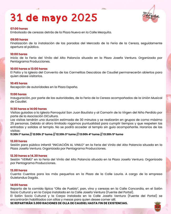 Programacion de la Feria de la Cereza de Caudiel