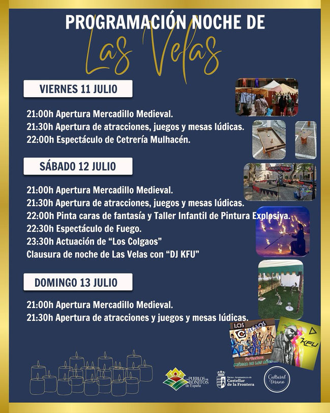 Programa de la Noche de las Velas y Mercado Medieval en Castellar de la Frontera