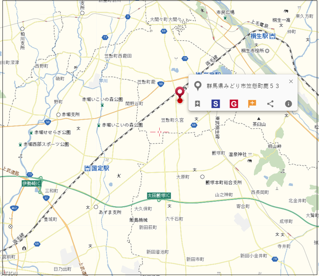 みどり市笠懸町鹿　貸し作業所　倉庫　地図②