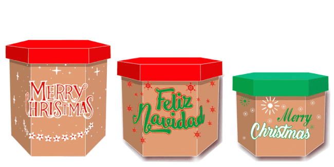 CAJA EXAGONAL Y RECTANGULAR FLEXO NAVIDEÑA