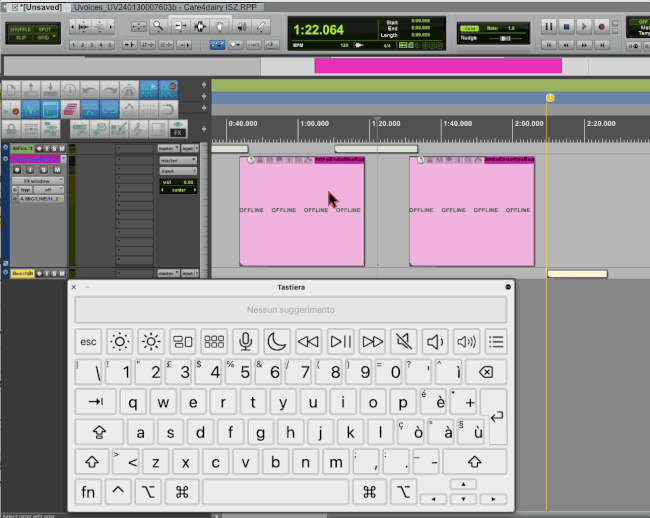 Ripple editing e semplice delete in azione da tastiera (C=delete e Backspace=delete and ripple)