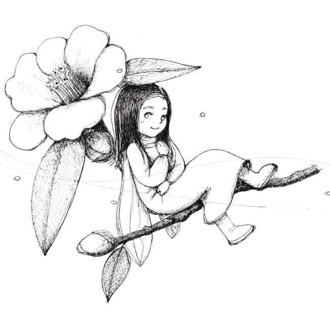 アトリエ絵くぼ 椿と妖精の原画201701