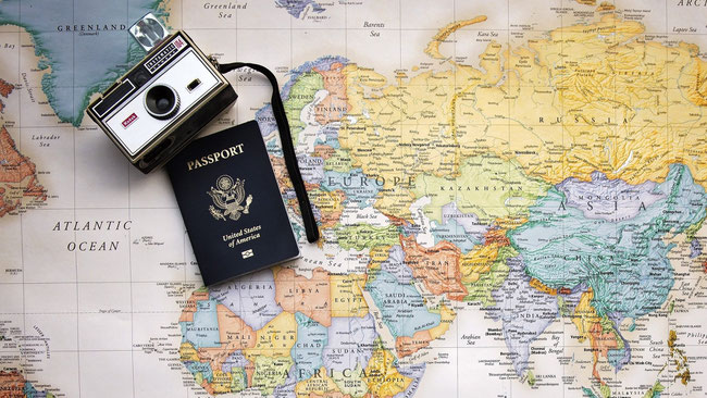 passport and world map