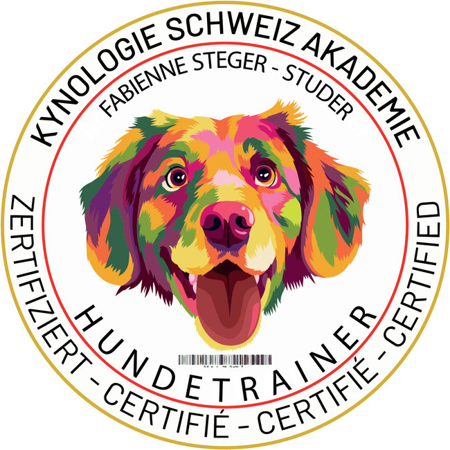 Badge zur Zertifizierung als Hundetrainerin von Fabienne Steger