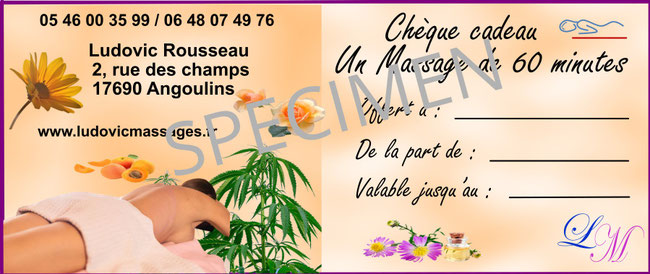 Tarifs massages, cadeau massage la rochelle, pour offrir un massage à la rochelle