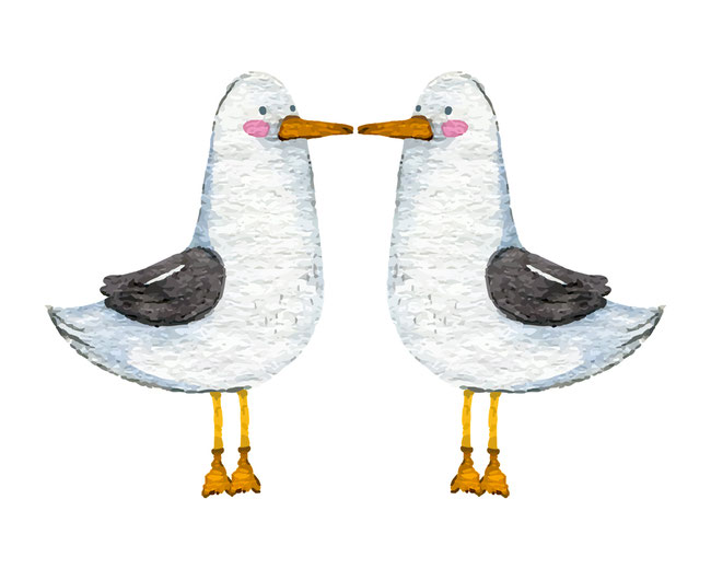 Wandaufkleber lustige Möwe nach Aquarell Art