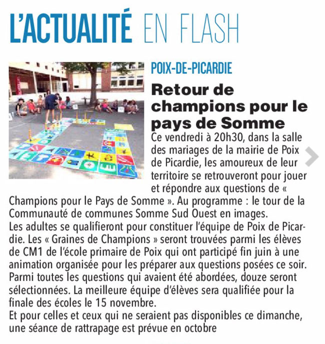 Soirée de Poix-de-Picardie - Article du Courrier Picard - 6 septembre 2019