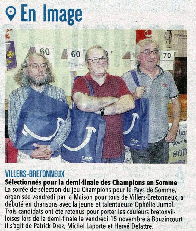 Soirée de Villers Bretonneux - Article du Courrier Picard - 29 octobre 2019