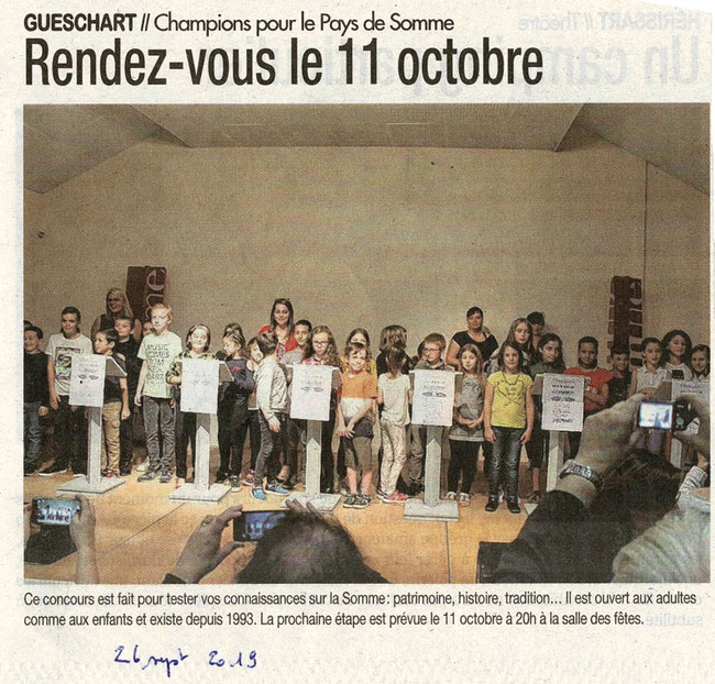 Soirée de Gueschart - Article de l'Abeille de la Ternoise - 26 septembre 2019