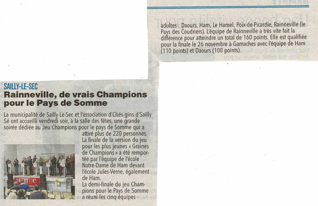 Demi-finale Sailly le sec - Article du Courrier Picard - 15 novembre 2023