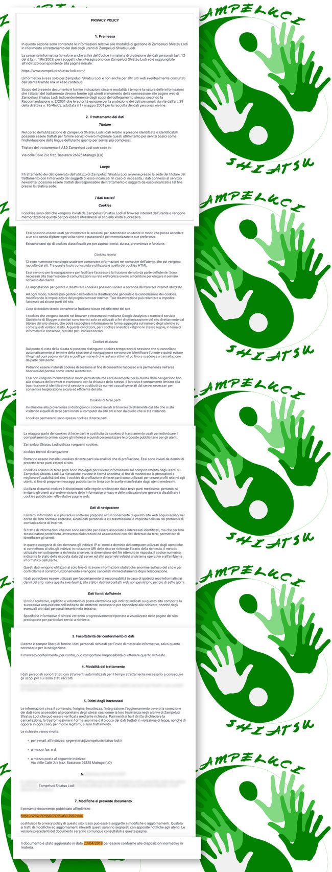 Dichiarazione privacy & legalità per i siti riferiti all'ASD Zampeluci
