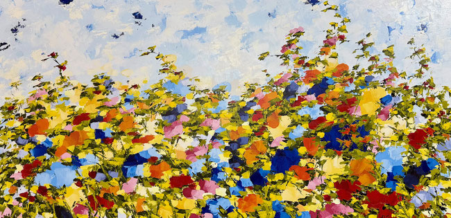 Titre: Jardin de bonheur    Grandeur: 30x60 pouces