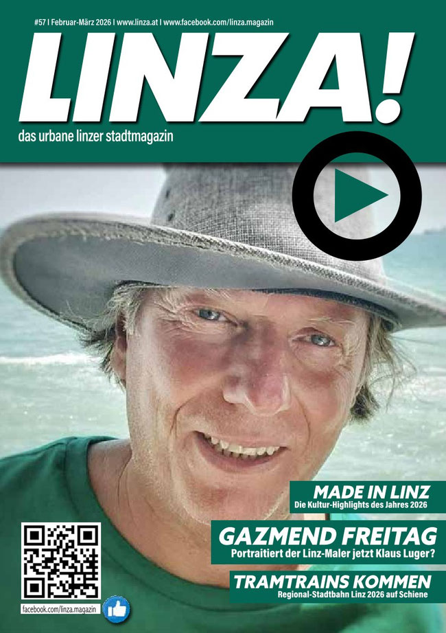 Gazmend Freitag auf dem Cover des LINZA stadtmagazin #57 Februar/März 2026