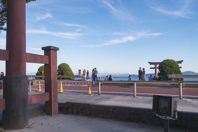 滋賀県琵琶湖「白髭神社」の前面道路