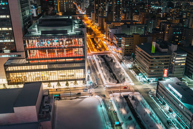 テレビ塔展望室からの都市夜景撮影