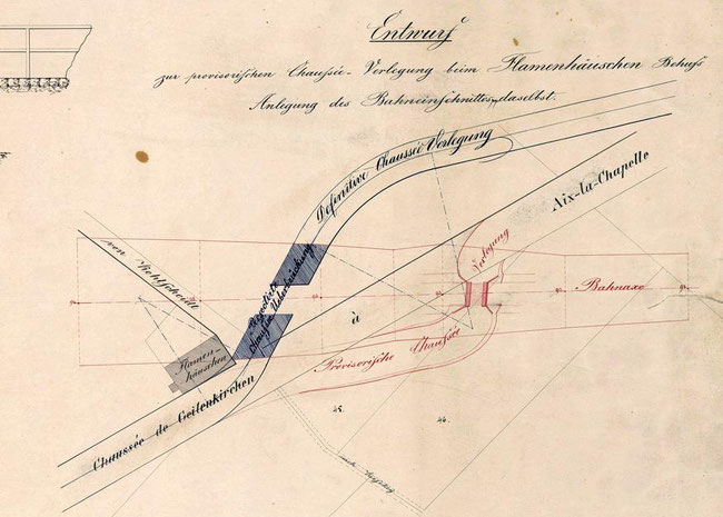 1847 Chauseeverlegung Flammenhäuschen Ausschnitt Karte R BR 0092-00330, Landesarchiv