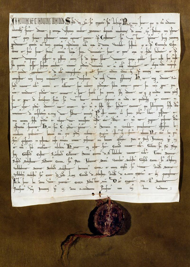 Documents at Schloss Vollrads - The sale dated 1211 is the oldest record about a wine transaction in the world / picture credits: Schloss Vollrads