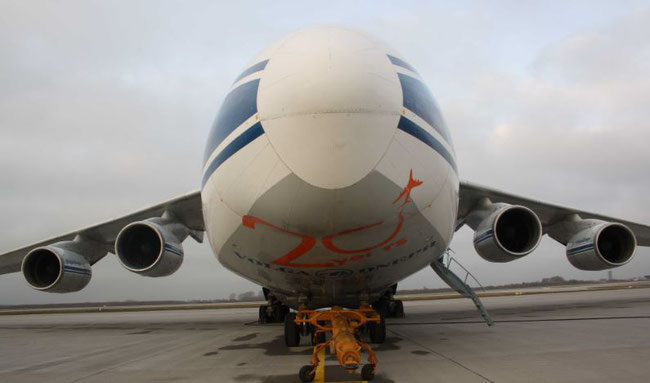 One of Volga-Dnepr operated AN-124 that might be upgraded should Russia built and certified components be legitimized  -  photo: hs