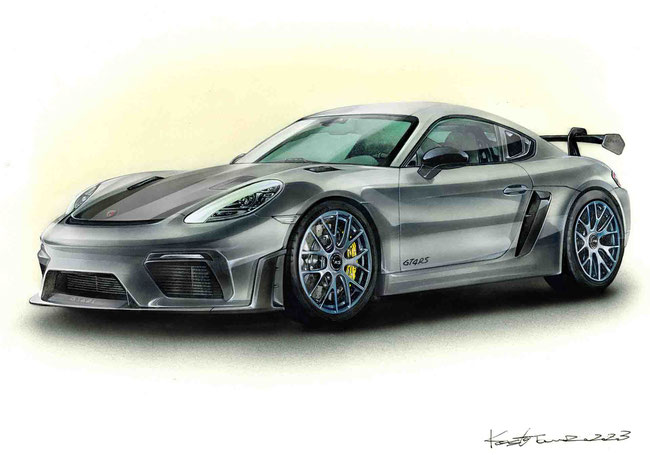 車絵イラスト　ポルシェ718ケイマンGT4RS