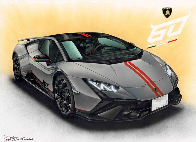 車絵イラスト　ランボルギーニ　ウラカンテクニカ
