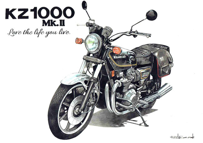 バイク絵イラスト　カワサキKZ1000マーク2