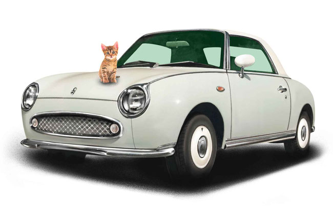 車絵イラスト　日産フィガロ