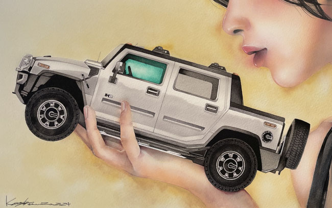 ハマーH2の車絵イラスト