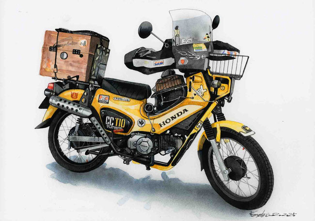 バイク絵イラスト　ホンダクロスカブ110