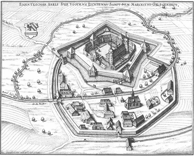  Die Festung und der Markt Lichtenau (Matthäus Merian: Topographia Franconiae, 1648)