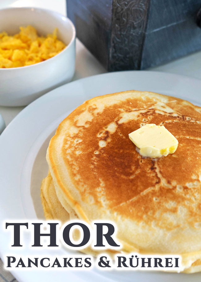 XXL Pancakes mit Rührei aus dem Marvel Film Thor - Ein tolles und einfaches Filmrezept aus dem Marvel Streifen Thor. Perfekt fürs Frühstück oder Brunch. Rezept für die ganze Familie.
