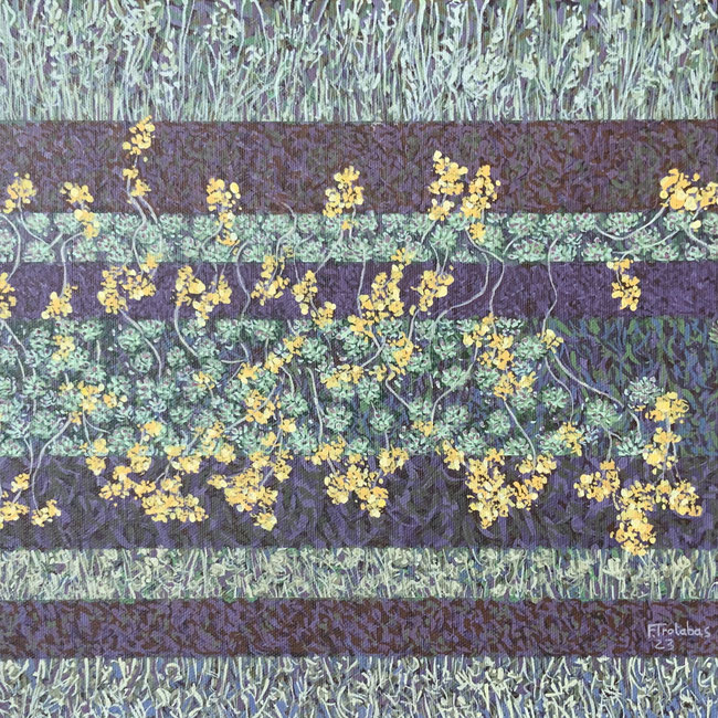  Fleurs Jaunes - Crassulacea - acrylique sur toile - 30 x30cm