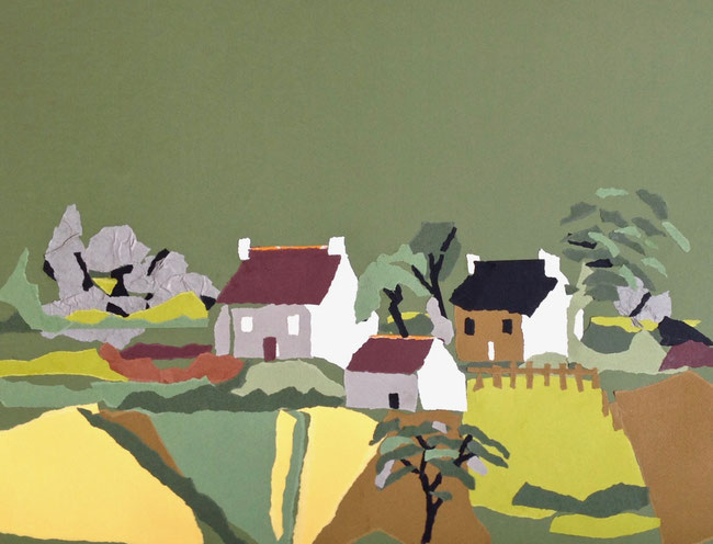 J HABITE PRES DES ROCHERS -  50 X 50cm- collages