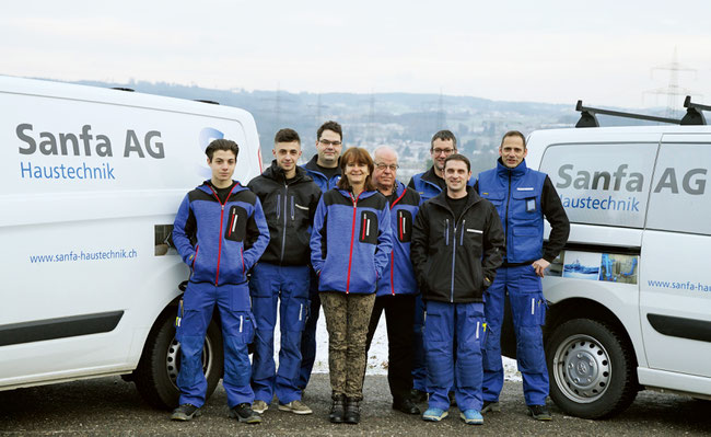 Die Sanfa AG Haustechnik Crew mit Alexander Truog (3. v.l.)
