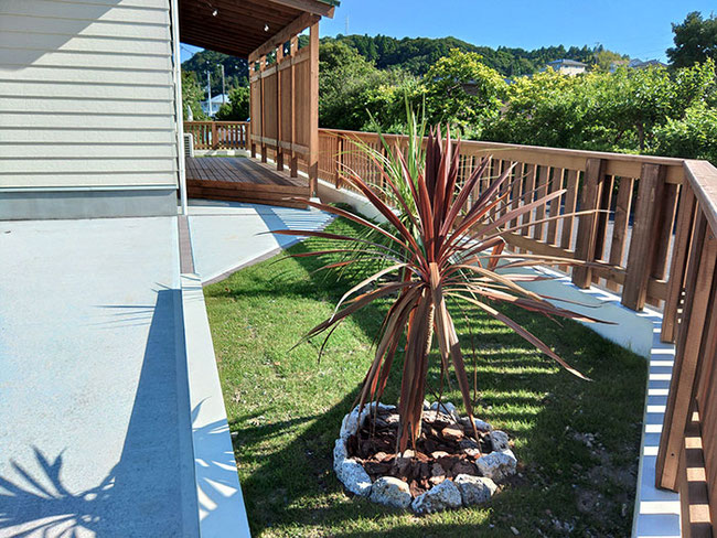 <img src="small-palm-garden.jpg" alt="千葉県一宮町のサーファーズハウス、青い空と芝生に映える小さいヤシの木がある理想の庭" width="100%" height="auto"> <img src="palm-tree-care.jpg" alt="一宮町の別荘に最適なコンパクトなヤシの木と、年間管理で美しく保たれた高麗芝の庭" width="600" height="400">