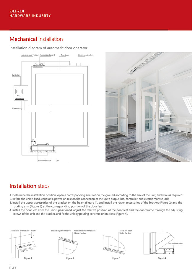 BORUI One-way Floor Spring Electric Door Solution Installation