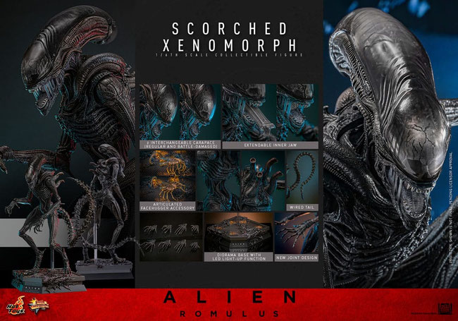 Scorched Xenomorph 1/6 Alien Romulus Movie Masterpiece Actionfigur 44cm Hot Toys